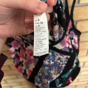 Topshop Blue Pink Purple Floral Flowy Maxi Dress w/ Slit Women’s Size 4 thumbnail 4