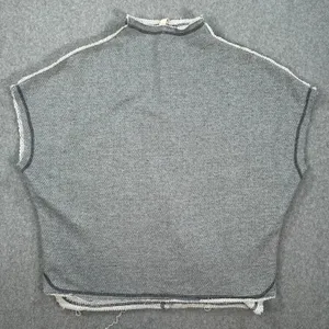 Pilcro Funnel Neck Cut Off Pullover Womens Small Gray Terry Boxy Casual Lounge thumbnail 1