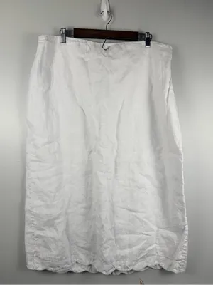 Abercrombie & Fitch Premium Linen Scallop-Hem Midi Skirt size XL white thumbnail 2