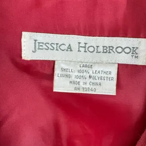Jessica Holbrook Vintage Red Suede Leather Jacket Button Front Blazer Large thumbnail 4