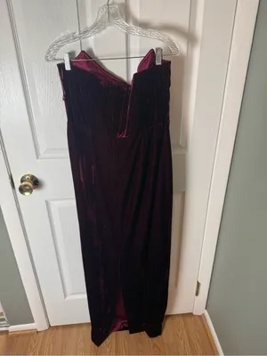 Sau Lee Vesper Strapless Velvet Gown in Wine / Burgundy 12 thumbnail 8