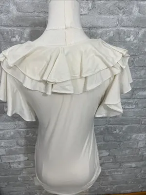 Ralph Lauren Sport Cream Ruffle V-Neck Blouse thumbnail 3
