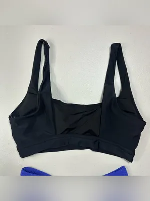Aerie Two-Piece Bikini Swimsuit Black & Purple | Textured High-Waist Bottom thumbnail 4