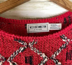 Vintage Rainbow Color Open Knit Half Sleeve Sweater Tee thumbnail 3