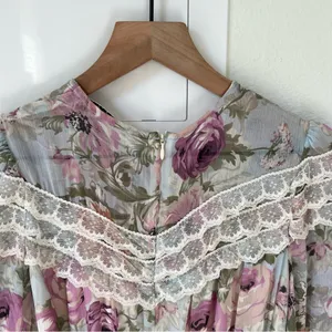 ELLIATT Karishma Romper with Lace Trim in Floral Watercolor thumbnail 6