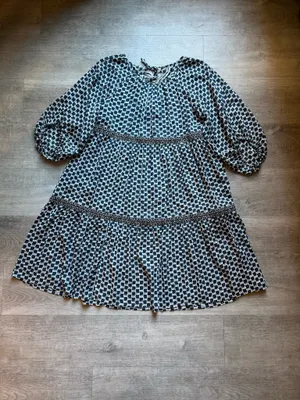Anthropologie Floral Tiered Balloon Sleeves Loose Bohemian Dress Size XS Tie thumbnail 4