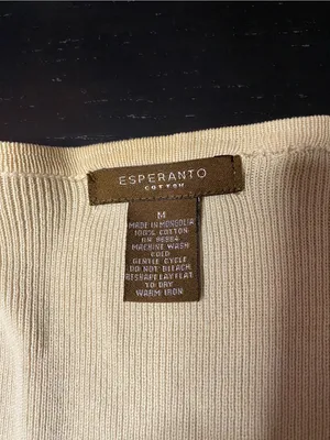 Esperanto Cream V-Neck Button-Front Women's Cardigan thumbnail 2