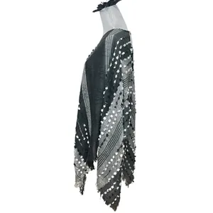 DEMDACO Textured Black Gray One Size Fits Most Acrylic and Poncho Shawl thumbnail 5