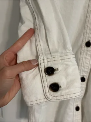 Madewell White Denim Long Sleeve Dress thumbnail 4