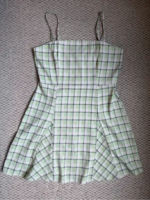Altar’d State Plaid Fit & Flare Mini Dress Large Green Y2K thumbnail 2