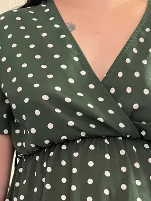 Green white polka dot dress. Size L thumbnail 4
