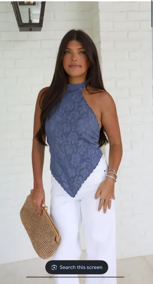 Boutique Shop the Muse Blue Lace Top thumbnail 1