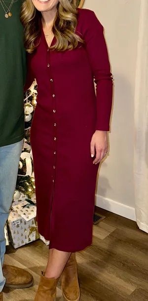 Anthropologie Red Midi Sweater Dress thumbnail 5