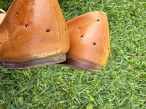 Madewell Cognac Brown Leather Pointed Toe Flats Size 10 Perforated Ballet Shoes thumbnail 4