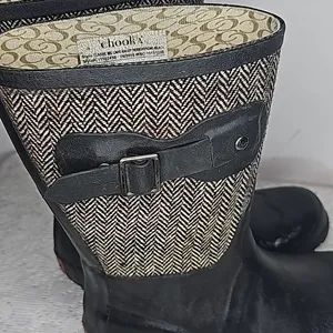 Chooka Herringbone mid rise classic rain waterproof pull on winter boots Sz 6 thumbnail 6