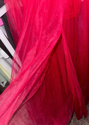 Boutique Red satin and mesh maxi prom dress thumbnail 10