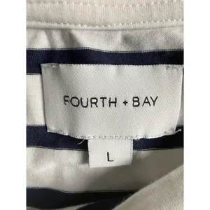 Fourth + Bay Womens Navy White Striped Short Sleeve Crewneck T-Shirt Large thumbnail 4