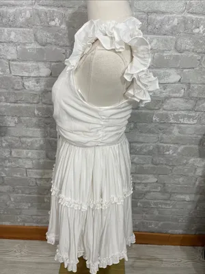 Mustard Seed White Ruffle Tie-Front Tiered Mini Dress thumbnail 2