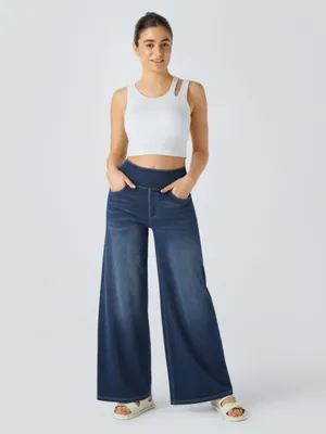 HALARA Flex High Waisted Multiple Pockets Baggy Wide Leg Jeans Size M Tall thumbnail 14