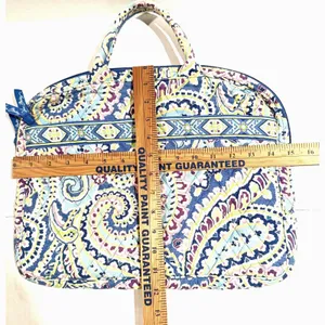 Vintage Vera Bradley Quilted Paisley Blue Zip Top Tote Bag Granola Girl Artsy thumbnail 4