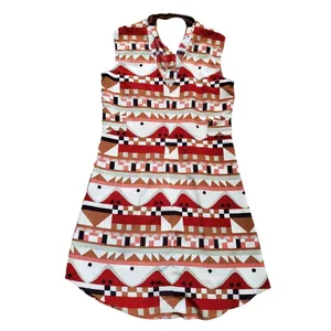 Viva Vena! Dress Women Size XS Geometric Halter Short Sleeve Open Back Collared thumbnail 3