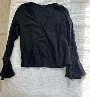 Stradivarius black linen blouse  thumbnail 3
