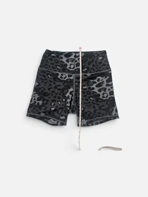 Black & Gray Leopard Print High Rise Biker Shorts Size S thumbnail 4