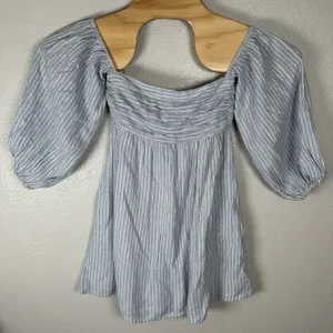 Abercrombie & Fitch Emerson Puff Sleeve Mini‎ Dress Blue White Striped Size XXS thumbnail 1