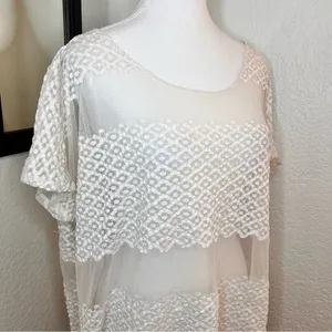 FREE PEOPLE‎ Cream Lace Oversized Short Size XS thumbnail 2