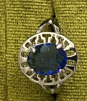 Elegant/Vintage Design Titanium Steel Faux Blue Sapphire Ring Size 9 NWT thumbnail 1