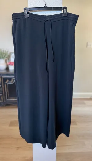A New Day Wide Leg Pull On Pants Size XL Black Drawstring Crepe thumbnail 1