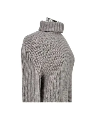 Bershka Chunky Turtleneck Sweater Cozycore Minimalist Gray Size Medium thumbnail 5