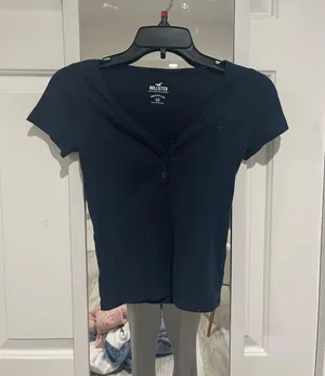 Hollister Henley Navy Button Up thumbnail 1