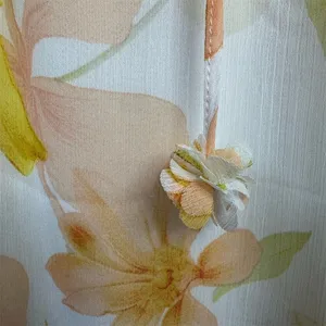 Joie Floral Sheer Blouse Womens Size L Peach Yellow Long Sleeve Tie Neck thumbnail 6
