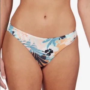Roxy Printed Beach Classics Brown Blue Zeta Blossom Mini Bikini Bottom‎ Size XL thumbnail 1