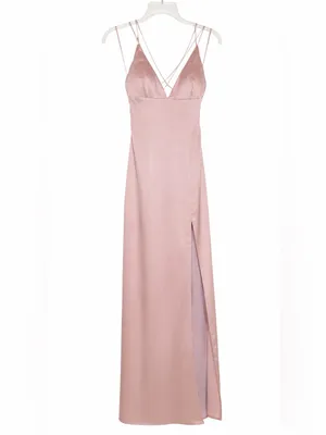 Meshki Elizabeth Satin Strappy Maxi Dress Formal Gown Pink Size XS thumbnail 5