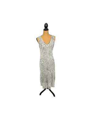 Vintage Y2K Dressbarn Paisley Midi Dress 8 Whimsigoth Fairy Grunge Boho V Neck thumbnail 2