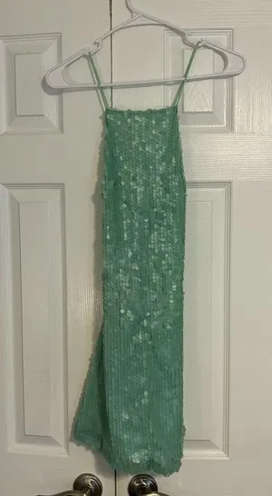 MotelRocks Light Green Sequin Dress Backless thumbnail 3