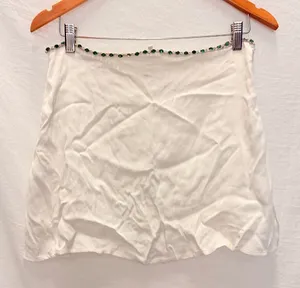 Meshki White Satin Embellish Lined Skirt Medium‎ Coquette Old Money Europe thumbnail 1