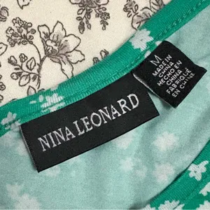 Nina Leonard Green Floral Maxi Skirt‎ Size Medium EUC thumbnail 3