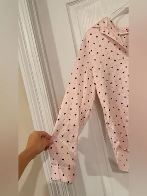 FINAL PRICE Betsey Johnson Pink Button-Front Heart Print Pajama Top thumbnail 4