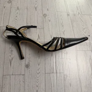 00s Y2k‎ JIMMY CHOO Black Strappy Cut Out Pointed Toe Stiletto Heeled Shoes 38.5 thumbnail 7
