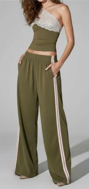 WITH JÉAN Romeo Track Pants, Khaki/Pink, Small thumbnail 1