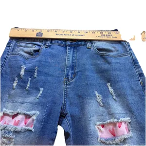 Distressed Heart Patch Jeans Cute Y2K Aesthetic Denim Ripped Straight Leg Pant M thumbnail 10