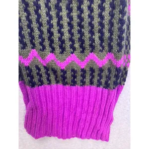 J.Crew‎ Knit Scarf Womens OS Purple Fair Isle Lambs Wool Cashmere Winter thumbnail 2