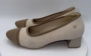 VIVAIA Julie Almond Toe Chunky Heel Beige Tan Knit Comfort Womens EU 42 US 10.5 thumbnail 1