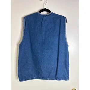 VTG 90s C&A Bombacha Cotton Denim Utility Vest Snap Button Sleeveless Jacket L thumbnail 6