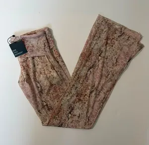 Boho Festival Fairy Sheer Women's Pink Snakeskin Print Mesh Flare Pants thumbnail 1