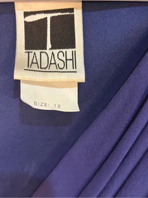 Tadashi Shoji womens tiered ruffled silk ruched broach cocktail dress blue 12 thumbnail 5