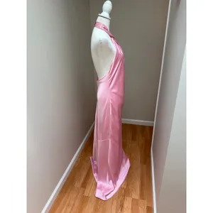 Show Me Your Mumu Jasmine Halter Maxi Dress Light Pink Luxe Satin Size Medium thumbnail 9